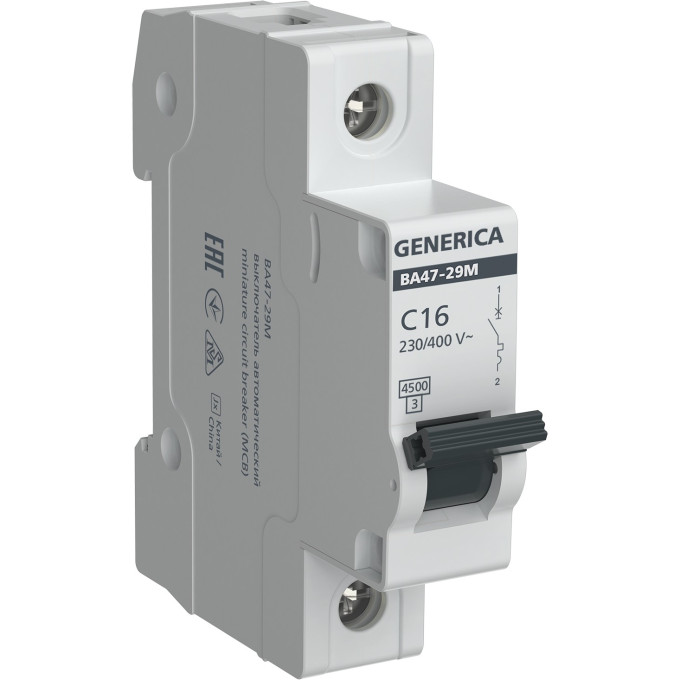 Автоматический выключатель IEK GENERICA ВА47-29М 1P 16А 4,5кА C MVA21-1-016-C-G